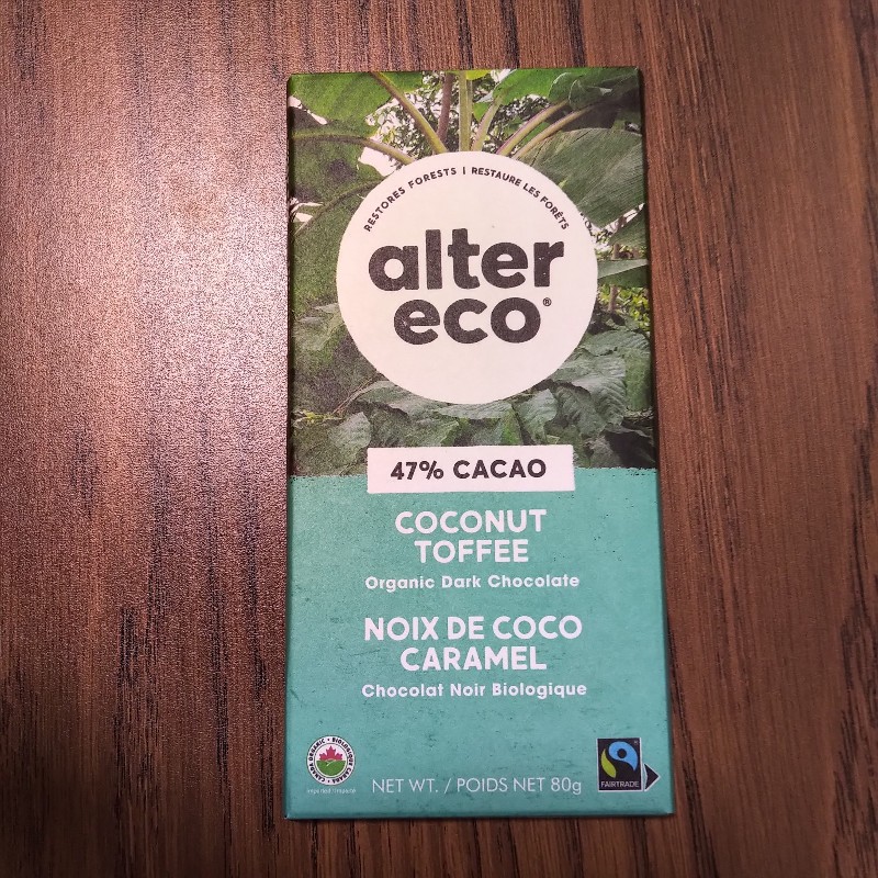 Coconut Toffee Chocolate Bar , 47% cacao