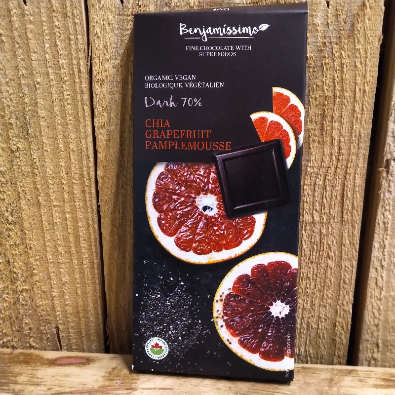 Chia Grapefruit Dark Chocolate Bar, 70%