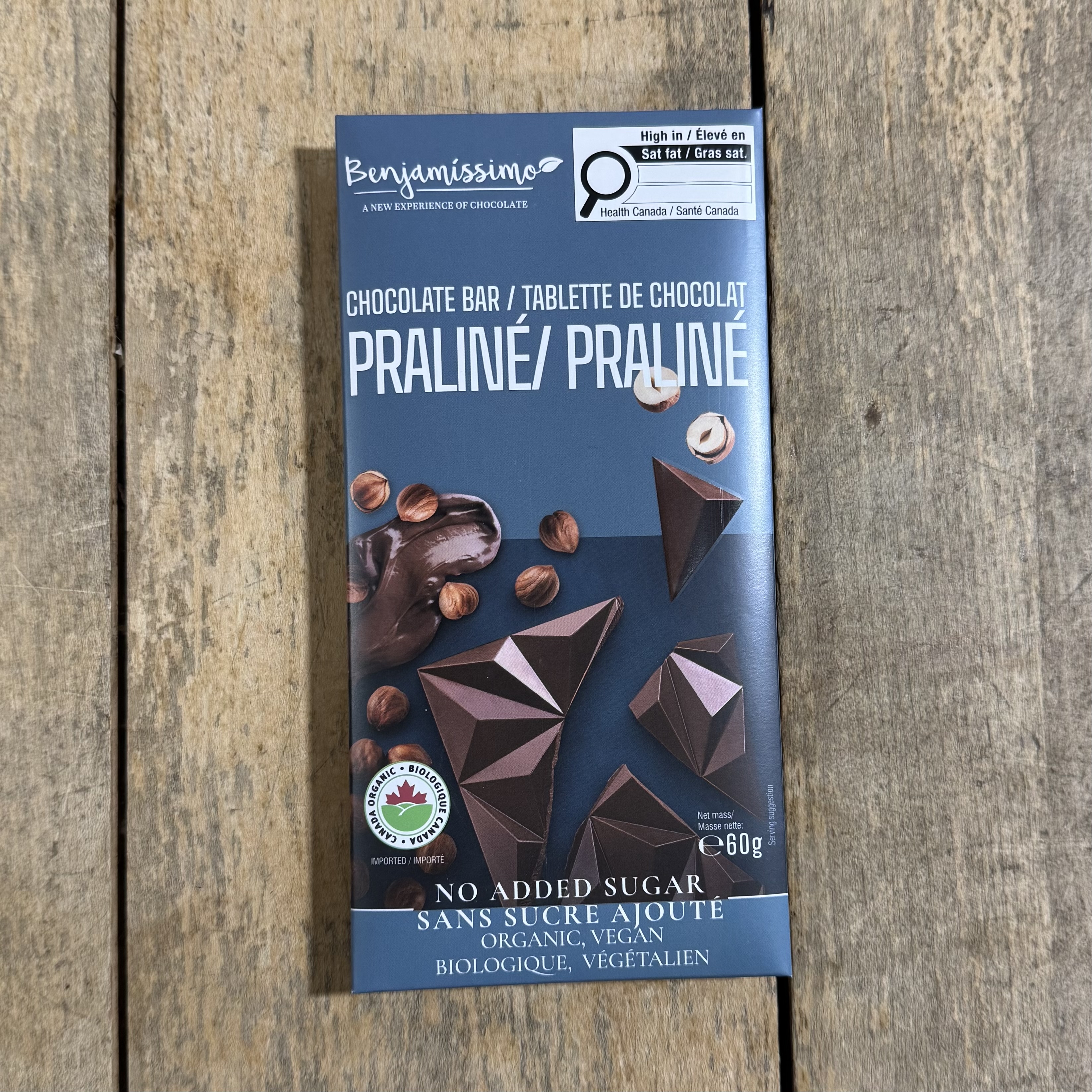Praline Chocolate Bar, No Sugar Added, 47%