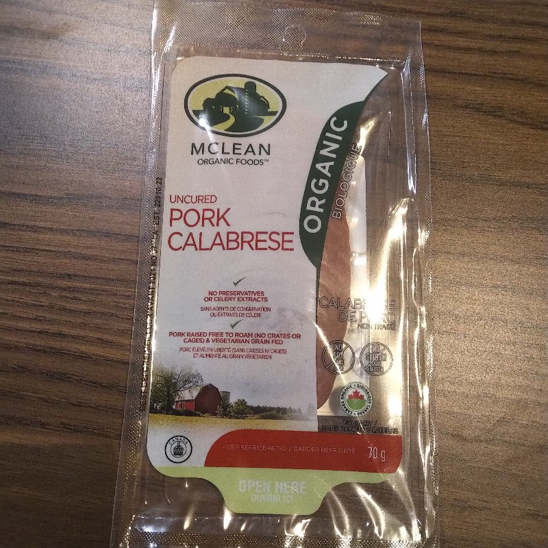 Organic Uncured Pork Calabrese - Sliced