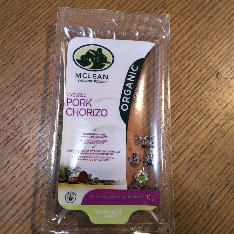 Organic Uncured Pork Chorizo - Sliced