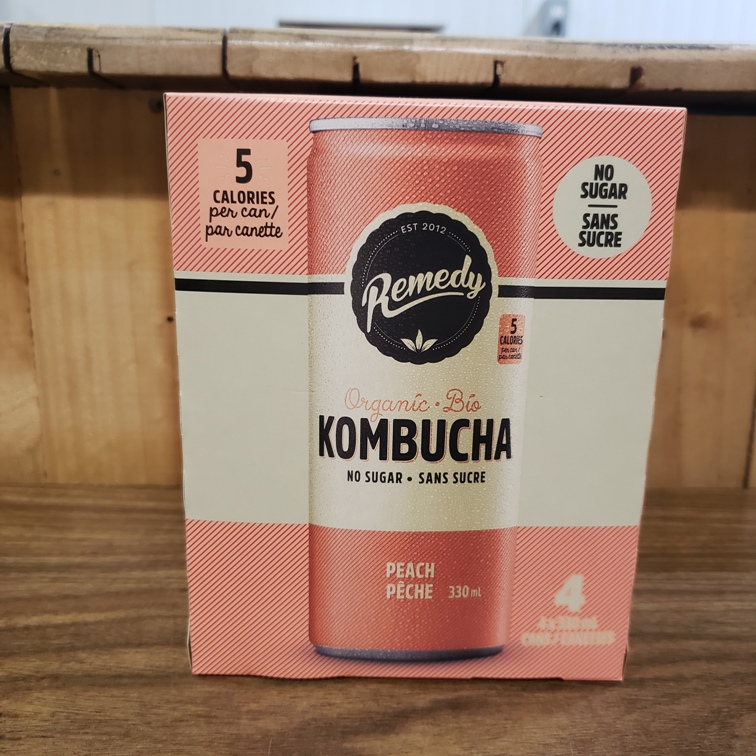 Organic, No Sugar Kombucha - Peach 4 pack