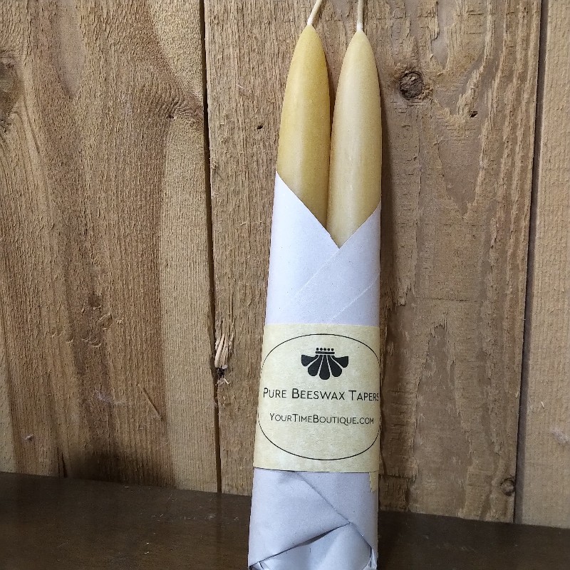 Beeswax Candles - 8 inch Tapers, Natural Yellow