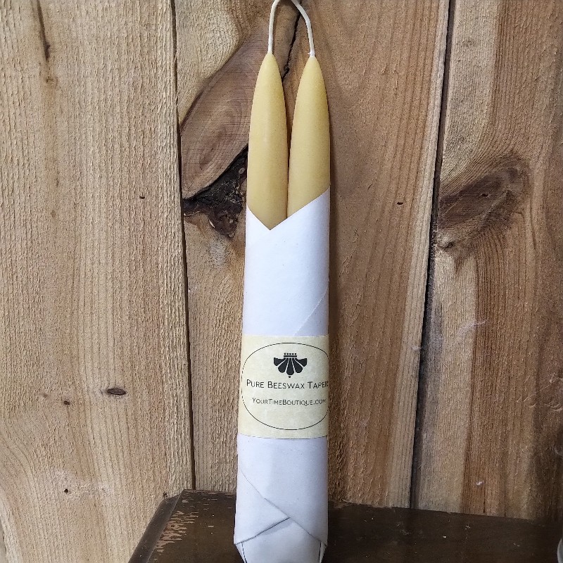 Beeswax Candles - 10 inch Tapers, Natural Yellow