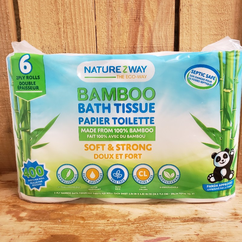 Bamboo Bathroom Tissue - 6 pack, 2-ply rolls (400 sheets)