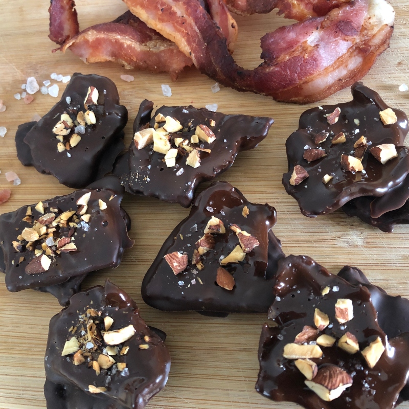 KETO Chocolate Covered Bacon with Roasted Almonds - Lavender & Honey