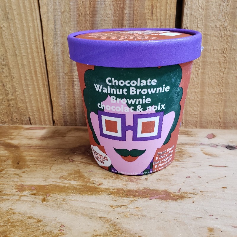 Coconut Ice Cream - Chocolate Walnut Brownie