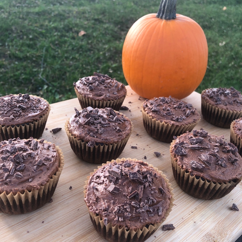 Triple Chocolate Pumpkin Cupcakes (Paleo & Gluten-free), singles - Lavender & Honey