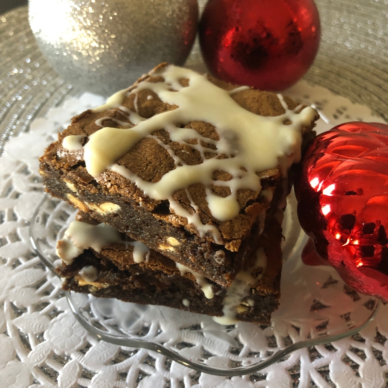 White Chocolate Chunk Gingerbread Brownies (Paleo & Gluten-free), 8x8" pan - Lavender & Honey