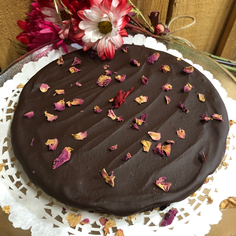 Organic Flourless Chocolate Cake, whole 7" round cake - Lavender & Honey