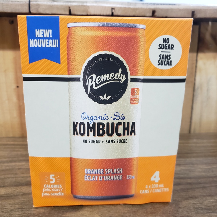 Organic, No Sugar Kombucha - Orange Splash 4 pack