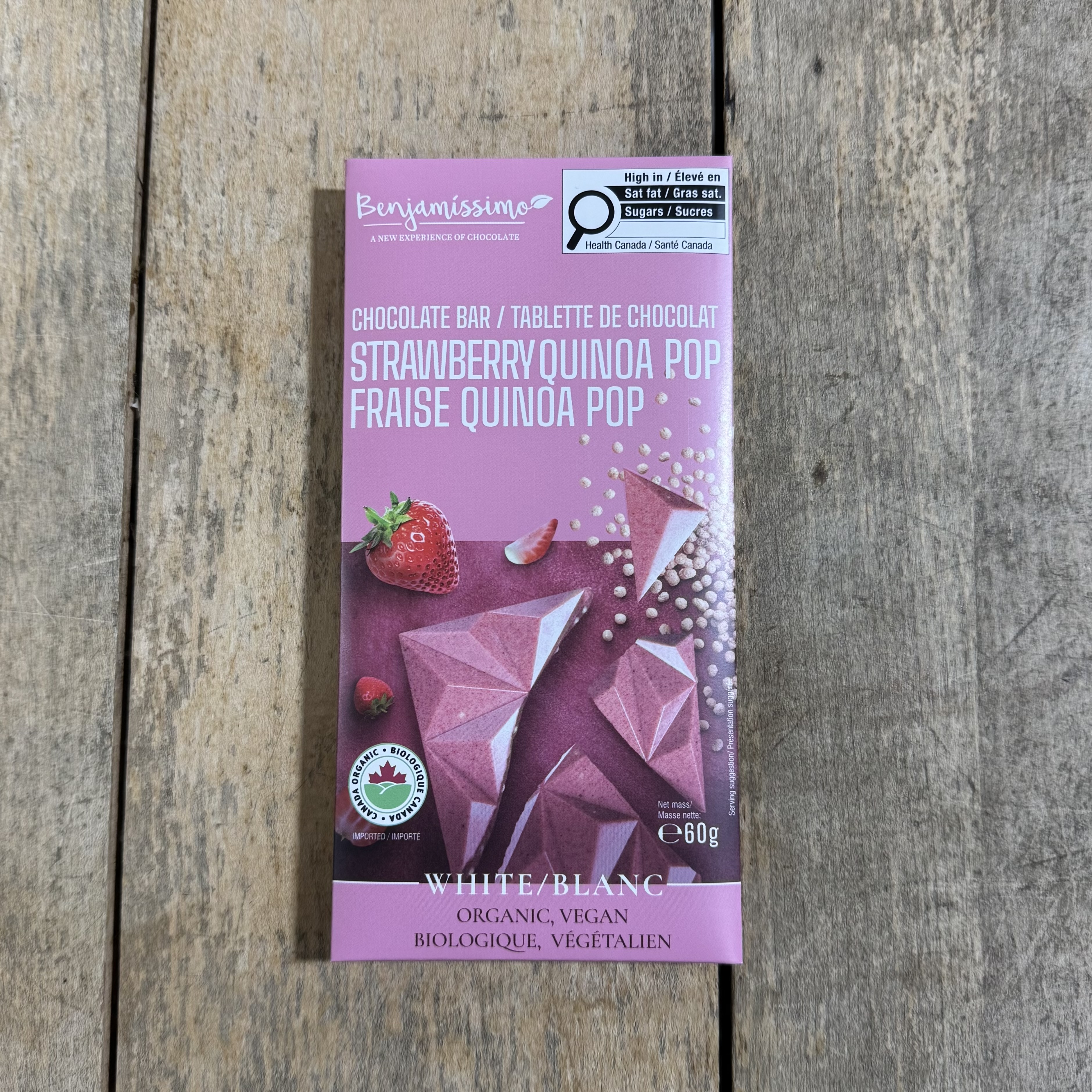 Strawberry Quinoa Pop Chocolate Bar