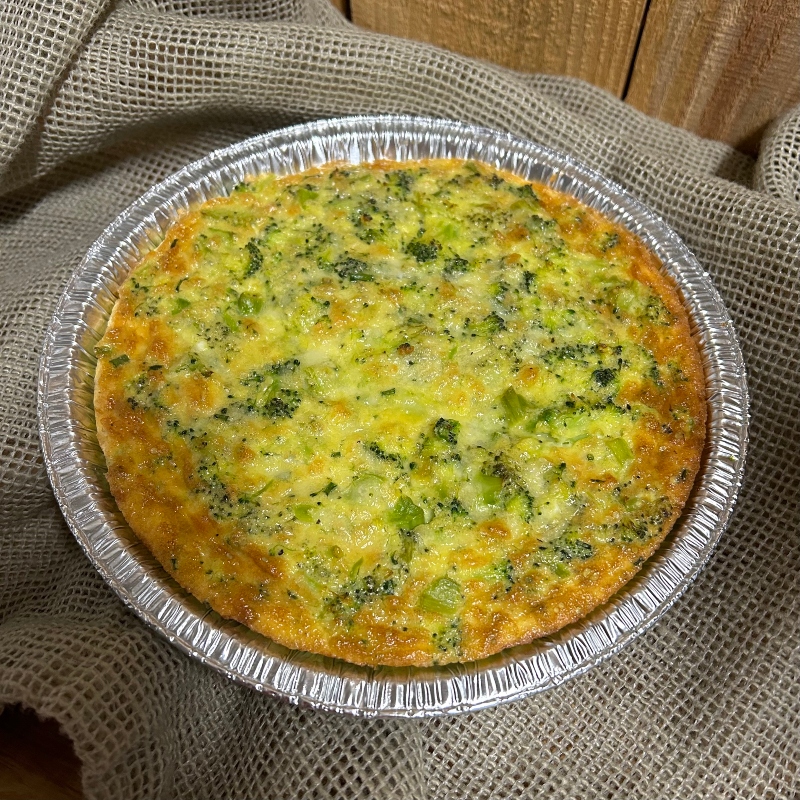 Frozen - Organic Crustless Broccoli Cheddar Quiche, 9" pie pan - The Sustainable Kitchen