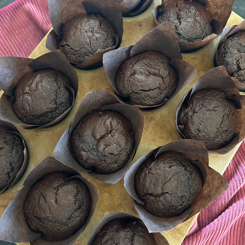 Organic Spelt Sourdough Double Chocolate Muffins, 2-pack - The Sustainable Kitchen