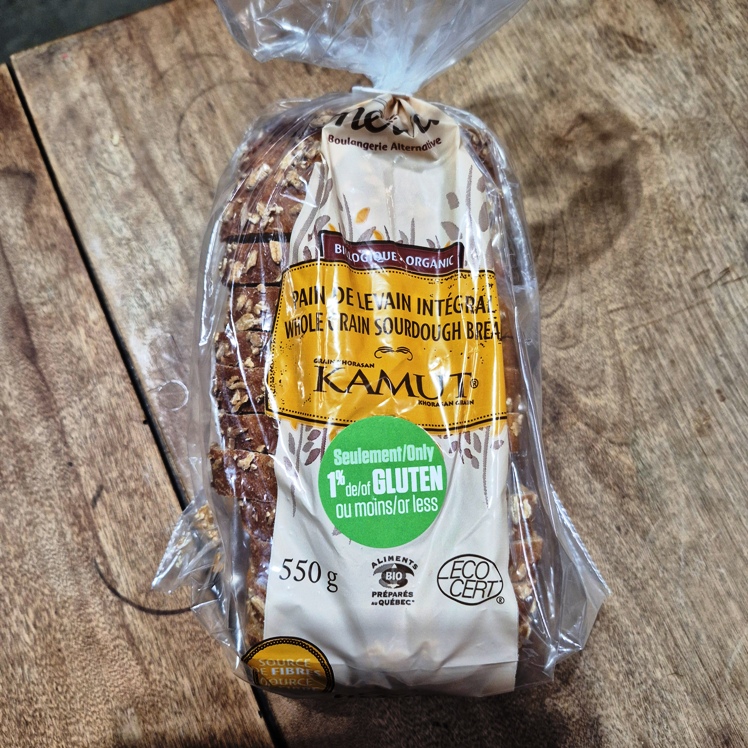 Bread, Whole Grain Kamut Sourdough 1% Gluten