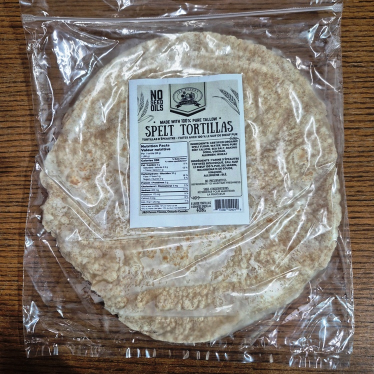 Tallow Tortillas - Spelt, large