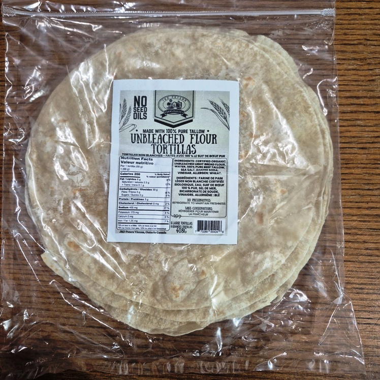 Tallow Tortillas - Unbleached, large